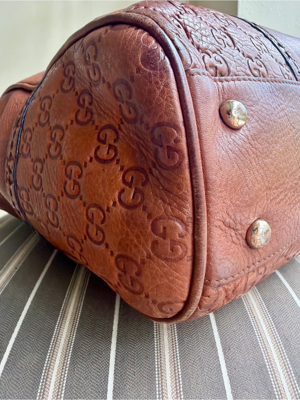 Gucci Leather Cognac Brown GG Signature Signoria Large Tote - Picture 11 of 16